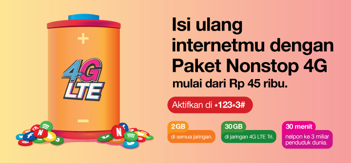 Harga Paket Internet Tri 4G LTE