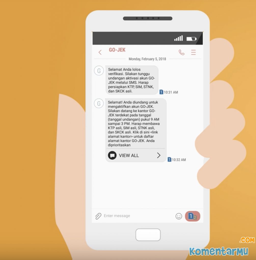 sms cara daftar gojek